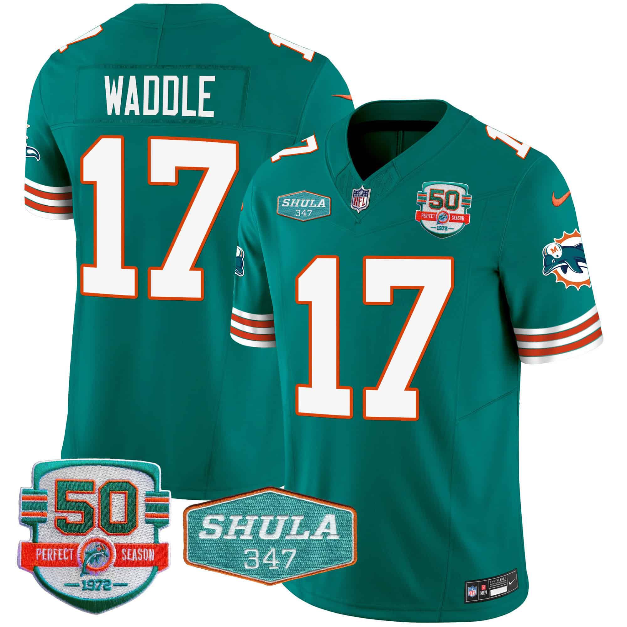 Men Miami Dolphins #17 Waddle Green 2024 Nike Throwback Shula 347 Patch Vapor NFL Jersey style 1->indianapolis colts->NFL Jersey